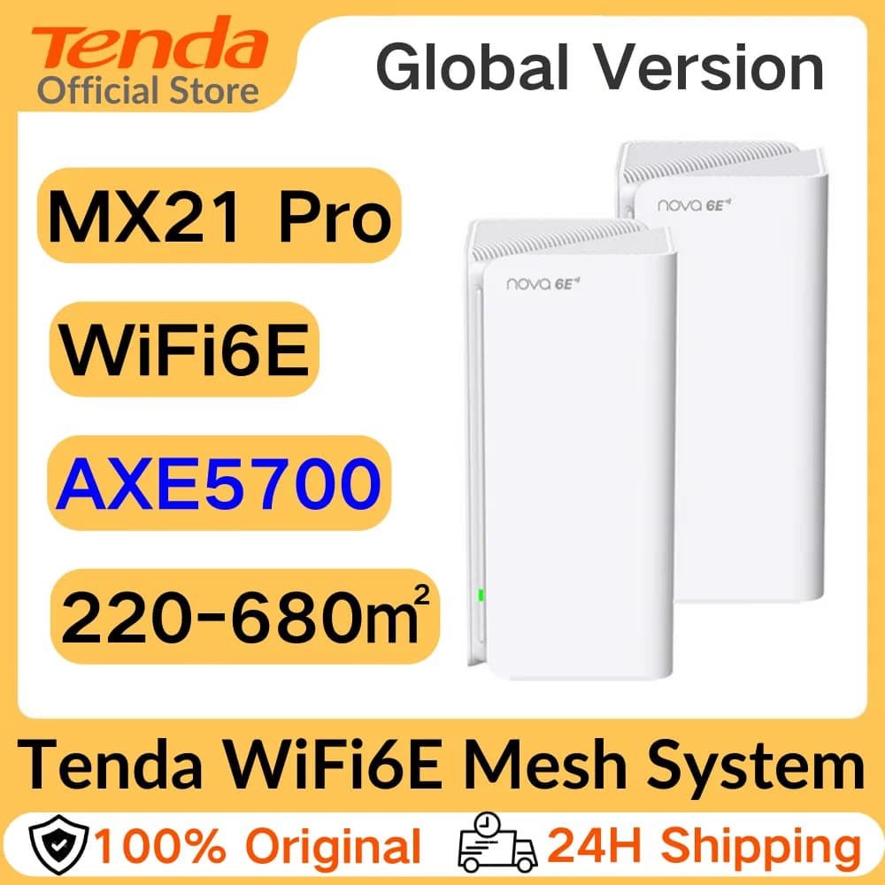 Tenda Nova Mesh MX21 Pro wi-fi 6E AXE5700 Router Gigabit per tutta la casa Tri-Band 6GHz 160MHz Router WiFi ripetitore Range Extender