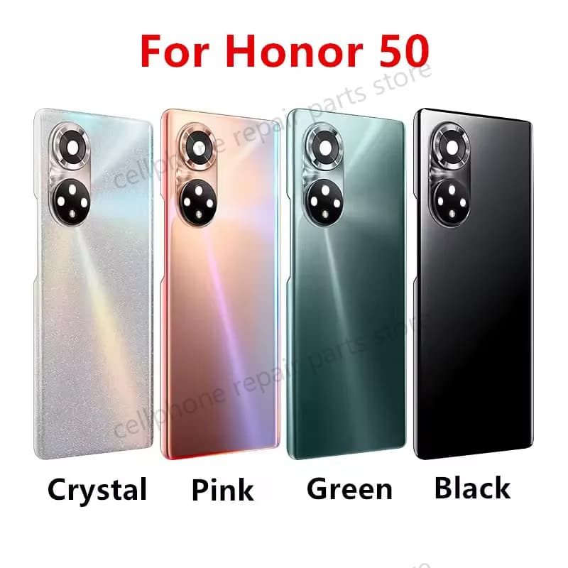 New Glass Back Lid Door For Huawei Honor 50 Hard Battery Cover Honor50 Rear Housing Panel Case With Camera Lens Sticker Adhesive