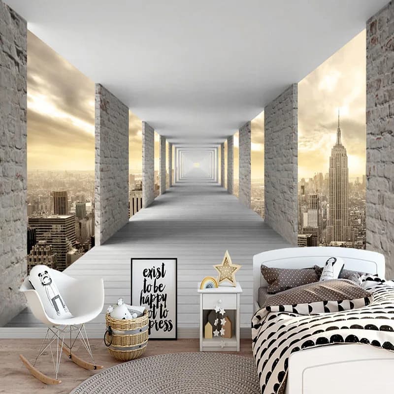 Carta da parati moderna semplice murale Geometria stereo 3D Edificio cittadino Carta da parati fotografica Personalità creativa Soggiorno Camera da letto Fresco