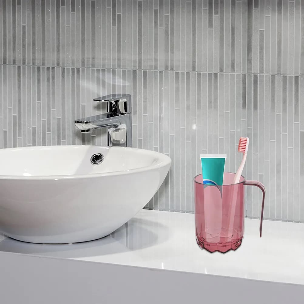 Set di 2 Portaspazzolini da Bagno, Design Nordico Minimalista, Bicchieri Robusti e Riutilizzabili in Plastica per Spazzolatura dei Denti