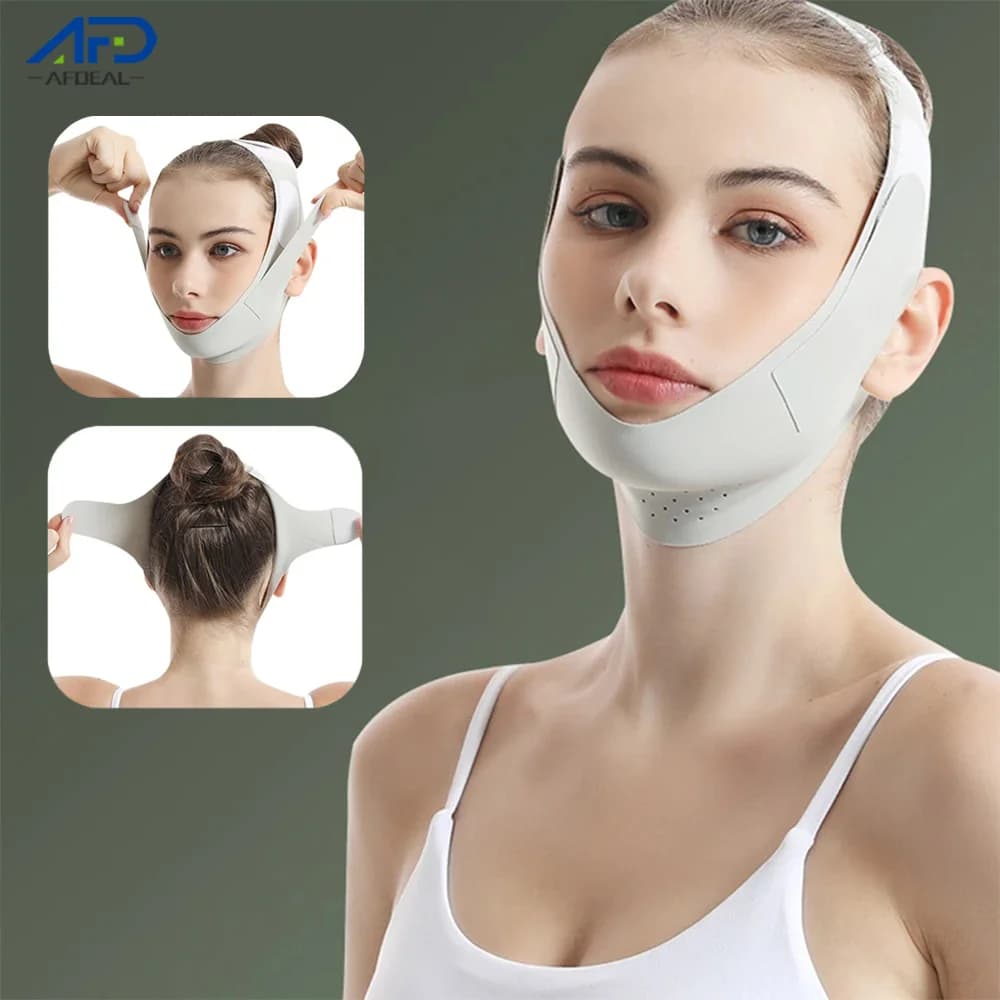 Fascia Regolabile a V per Lifting del Viso - Sollevatore Traspirante e Riutilizzabile per Mento e Guance per Uomini e Donne