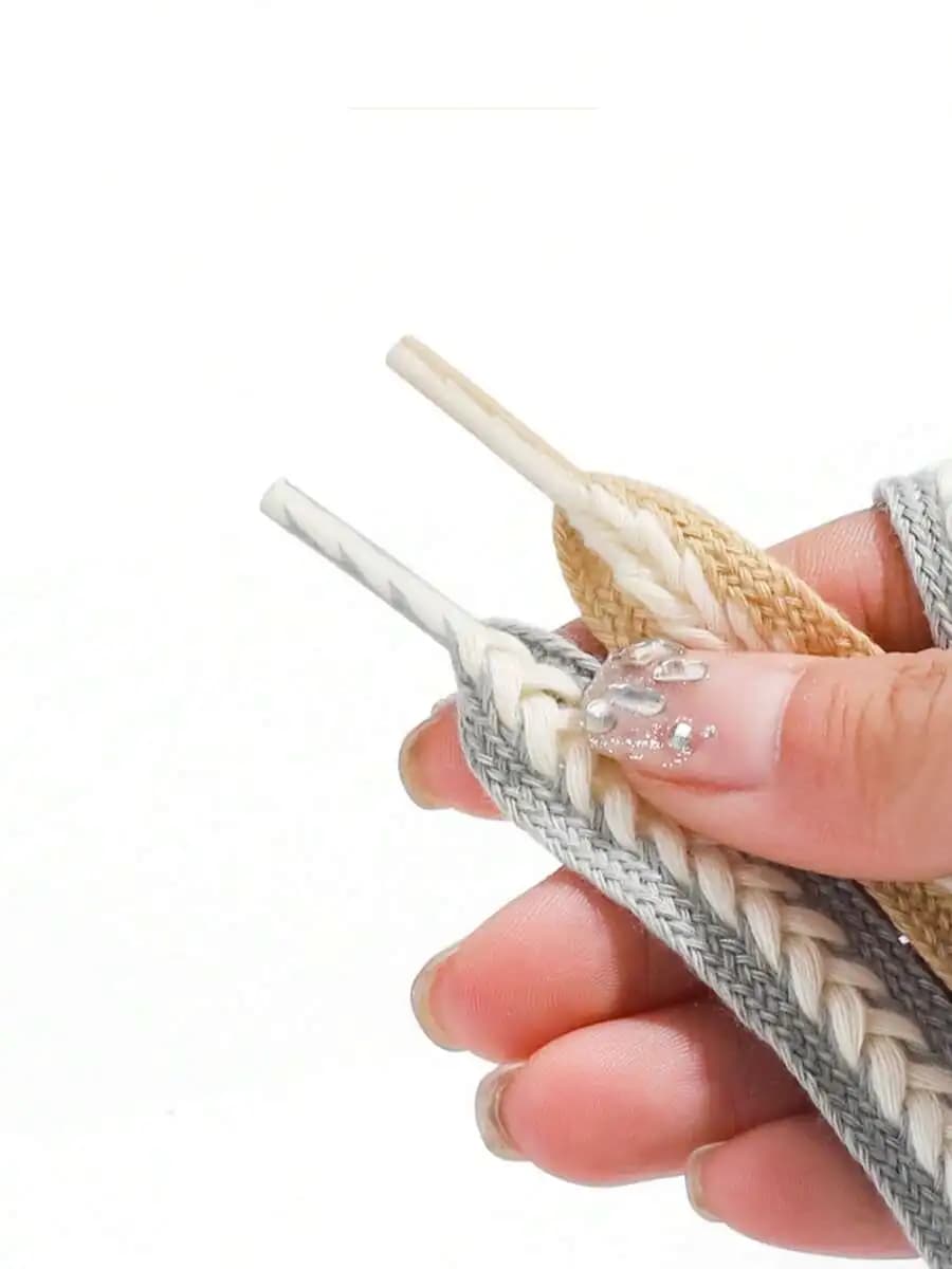 1 Pair 120Cm Dual-Tone Wheat Ear Style Flat Braided Shoelaces For Sneakers And Casual Footwear, DIY Accessory