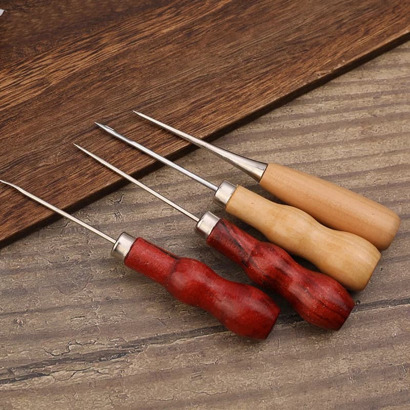 MIUSIE Professionale In Pelle Manico In Legno Punteruolo Zucca Uncinetto Ago A Punta Punteruolo In Pelle Strumento FAI DA TE Stitcher Cono Accessori Per Cucire