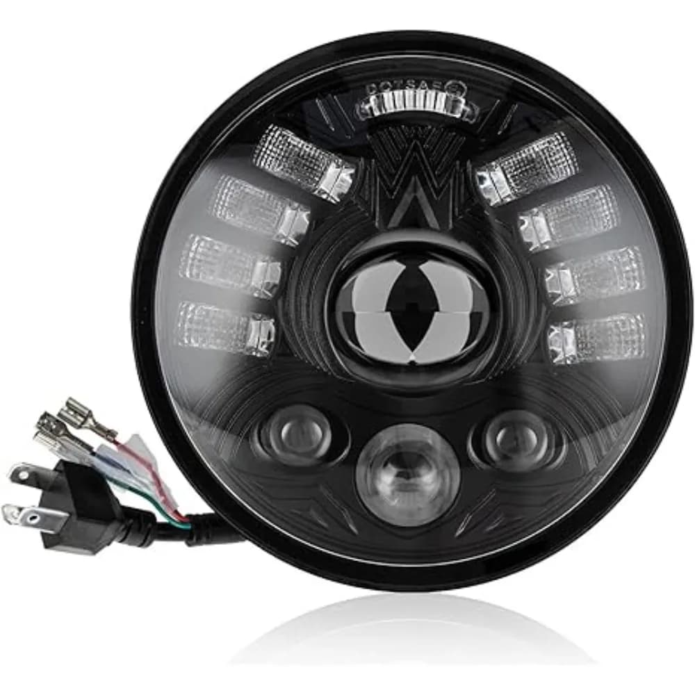 Faro LED da 5,75 pollici per moto, fascio alto e basso, indicatori di direzione DRL, faro rotondo per Sportster Dyna Street Bob Low Rider Wide