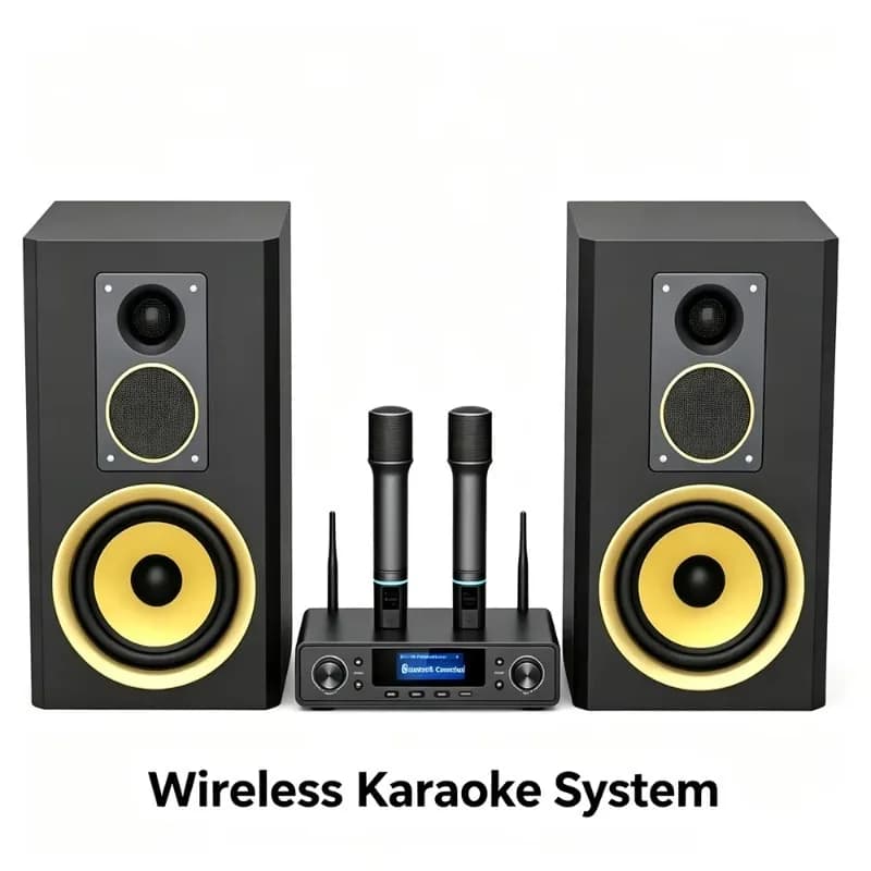 300W All-in-One Wireless Karaoke BT 5.0 Karaoke Machine with Dual UHF Mics, Remote for Home Singing & Entertainment