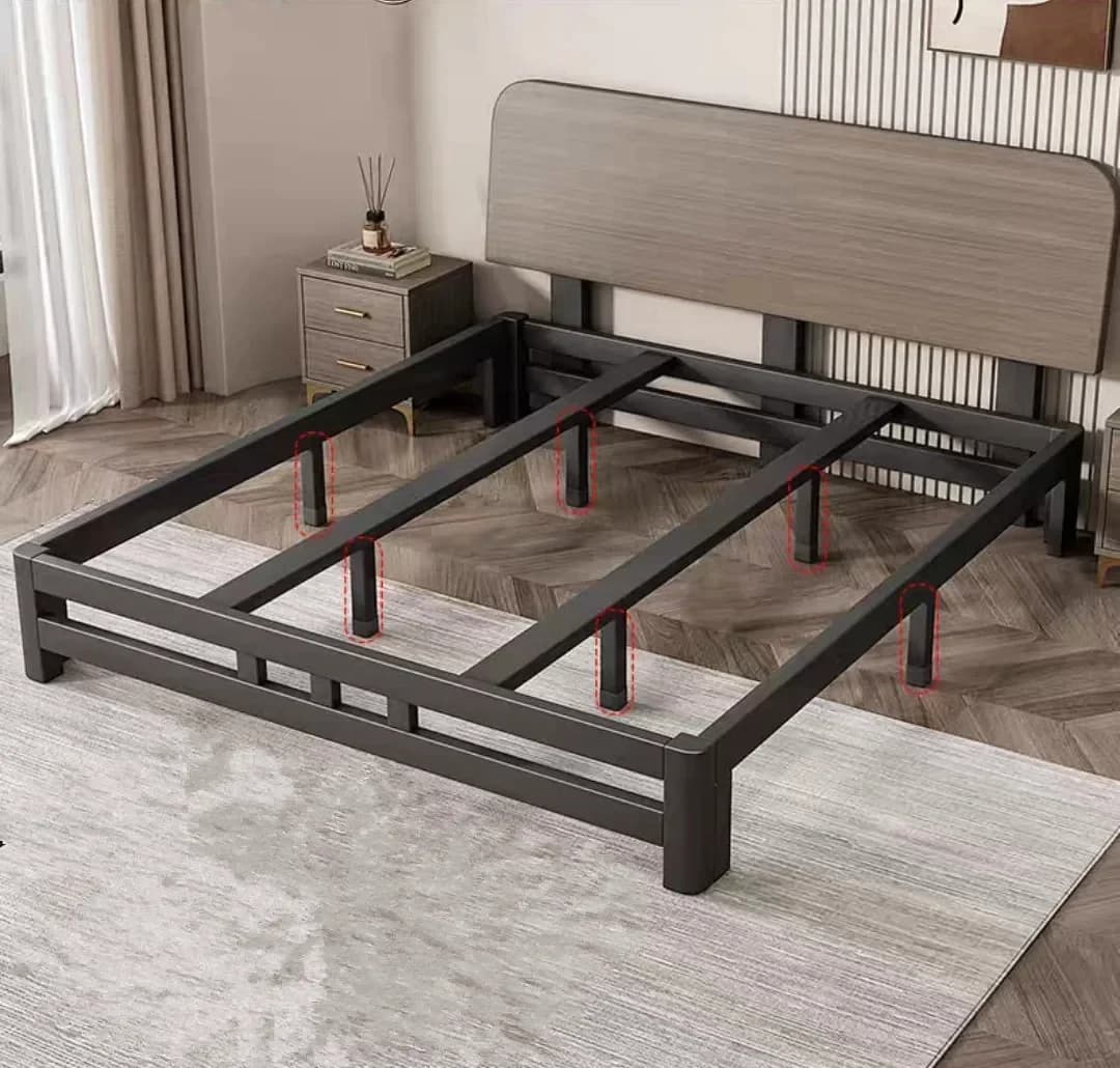 Industrial Metal Bed Platform Bed Frame Mattress Foundation with Vintage Headboard & Footboard,Easy Assemble