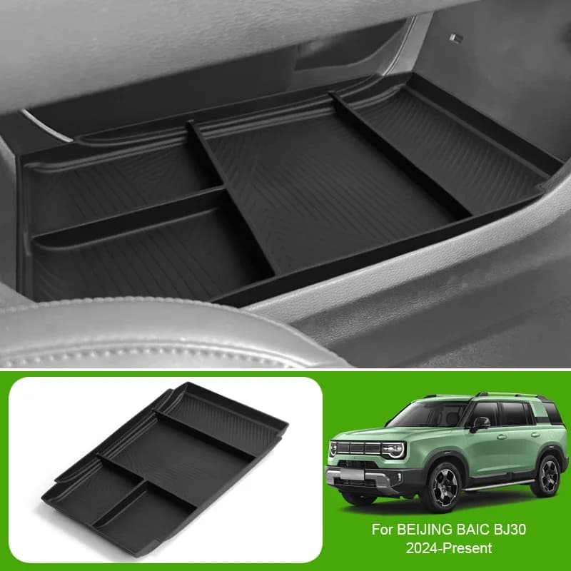 For BEIJING BAIC BJ30 BJ40 2024-2026 Car Armrest Box Storage Auto ABS Lower Wireless Charging Pad Tidying Box Accessories