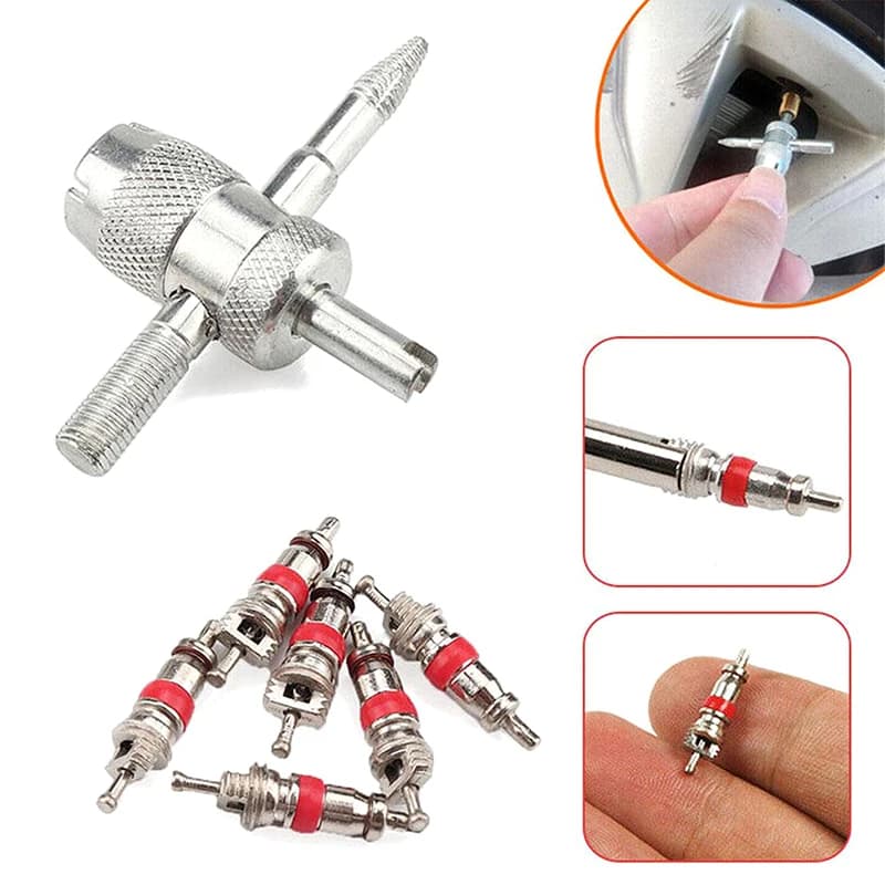 Set di chiavi per nucleo valvola per pneumatici per automobili Strumento per la rimozione dell'installazione dello stelo della valvola 4 in 1 Strumenti per la pulizia dei pneumatici