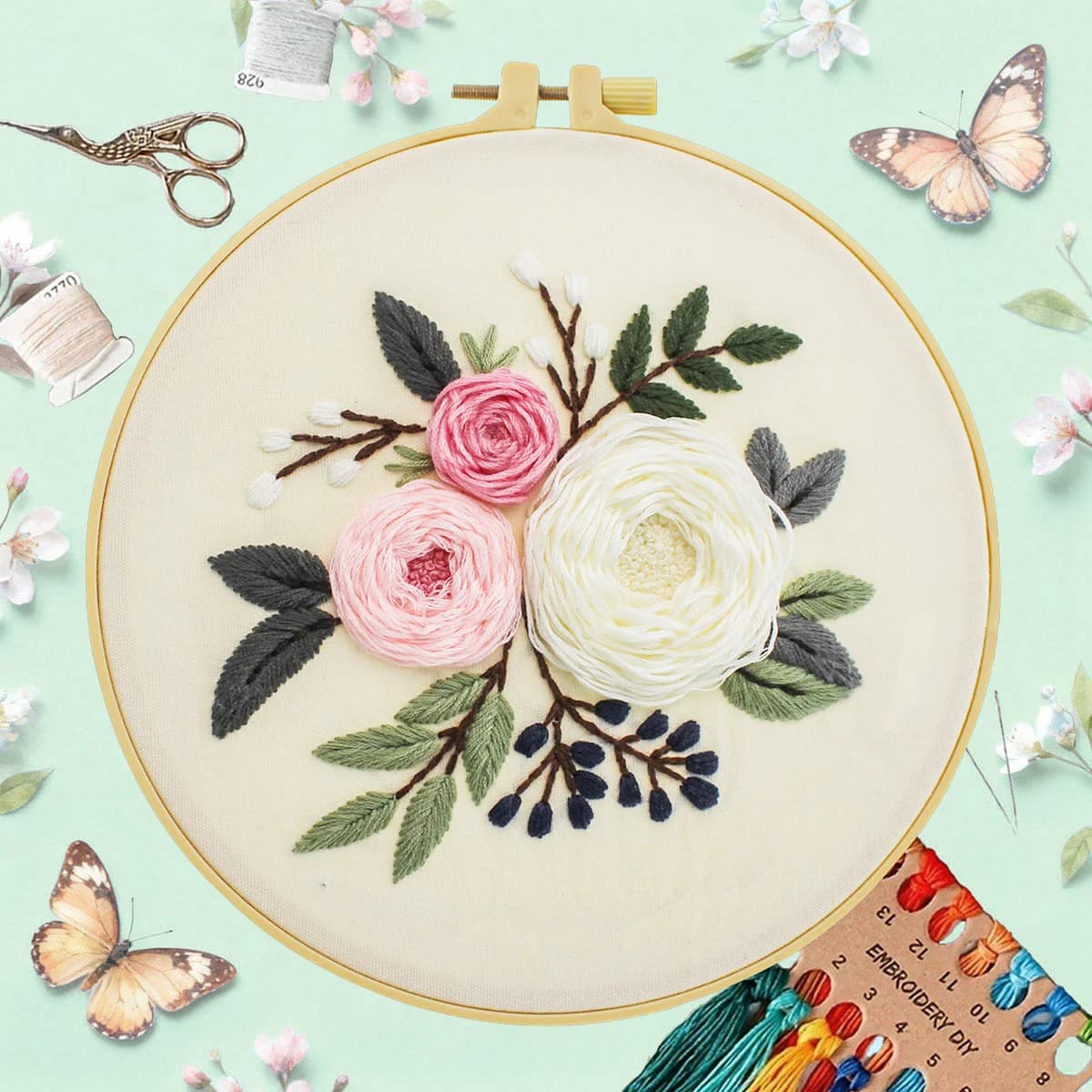 1pc 20X20CM/15X15CM fiore ricamo Starter Kit kit fai da te punto croce cucito arte