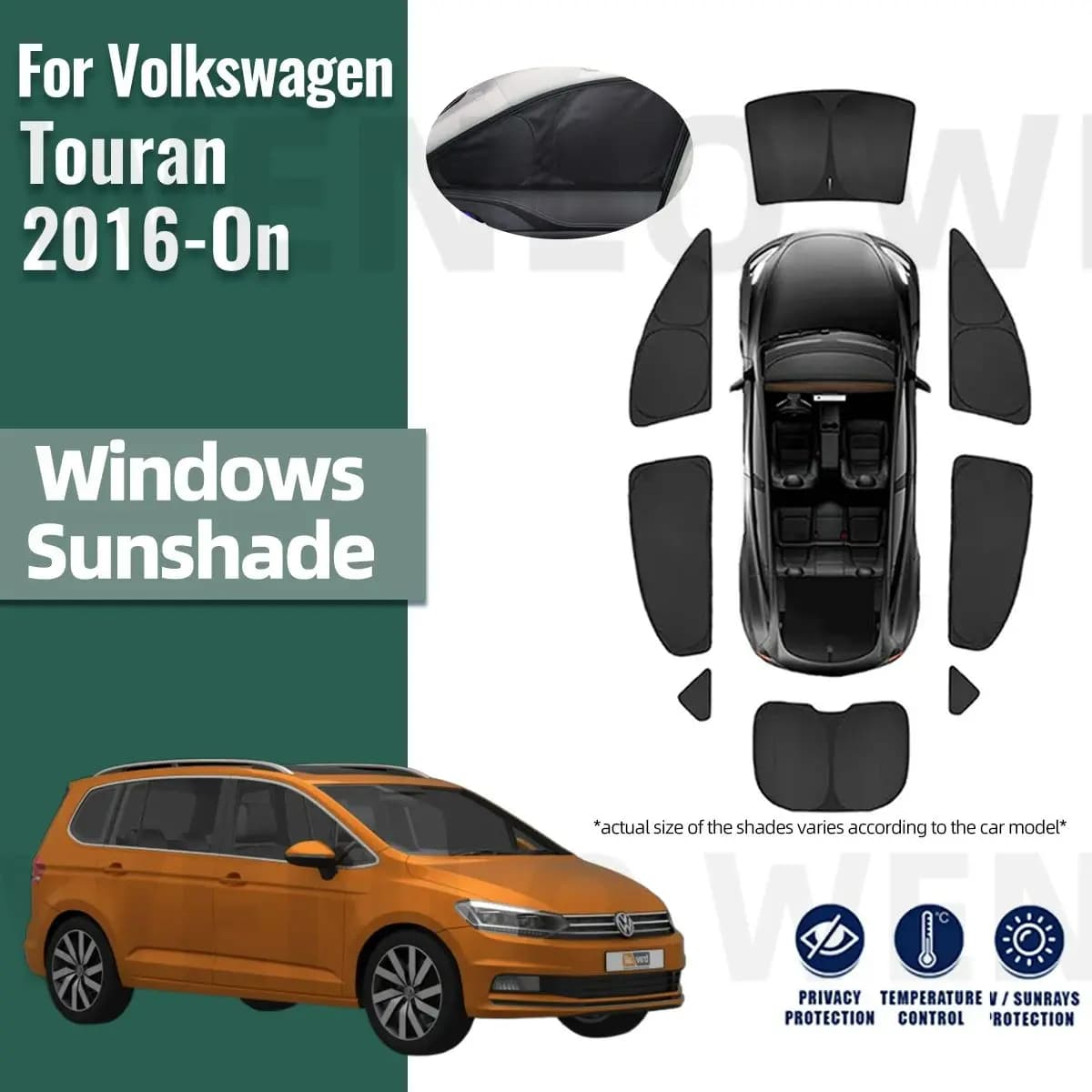 Per Volkswagen VW Touran 2016-2023 copertura completa parasole per auto parabrezza anteriore tenda per telaio finestra laterale posteriore parasole visiera