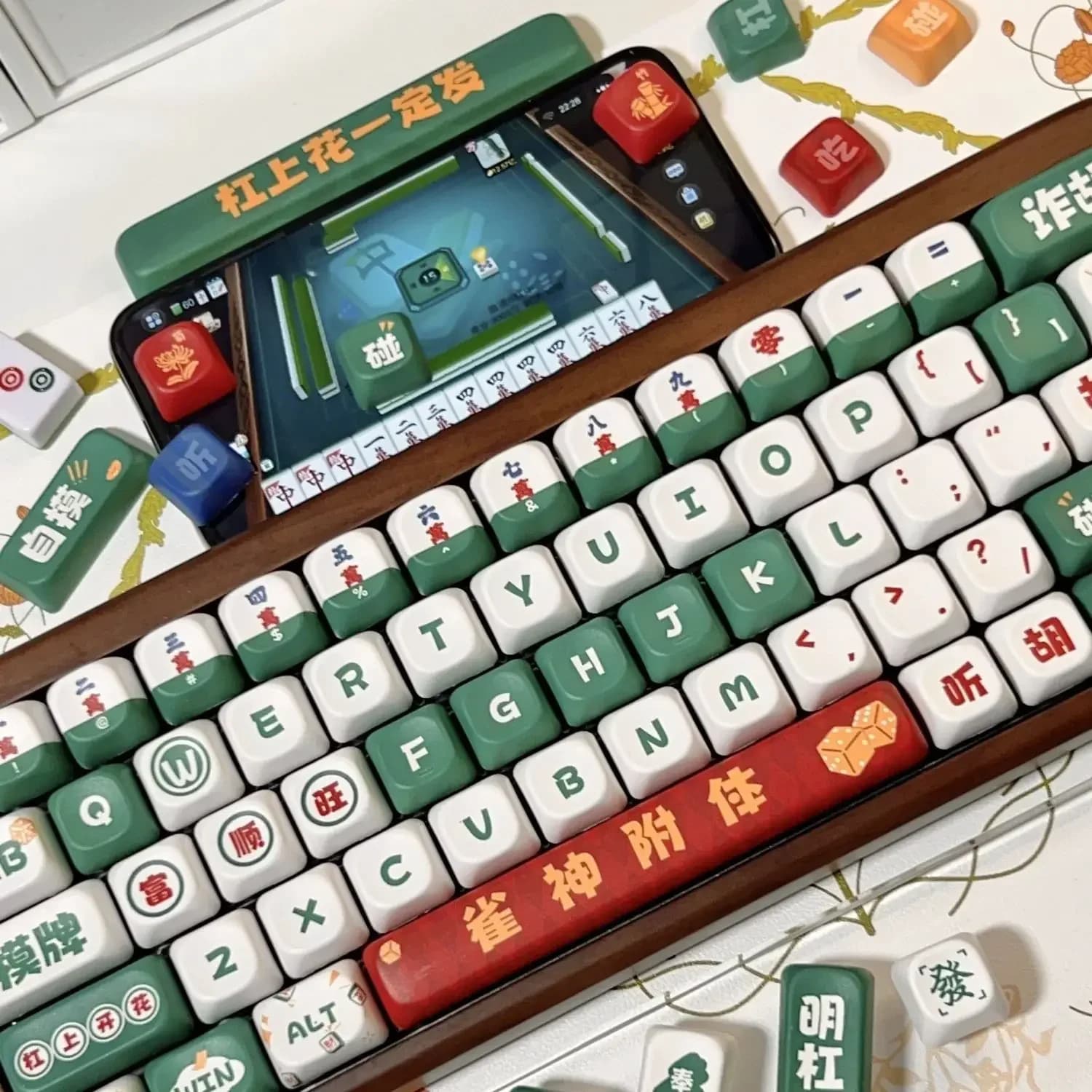 PBT Mahjong Profile KOA Square Cover Sublimation for Mechanical Keyboard MX Copritasti Tastiere Accessories