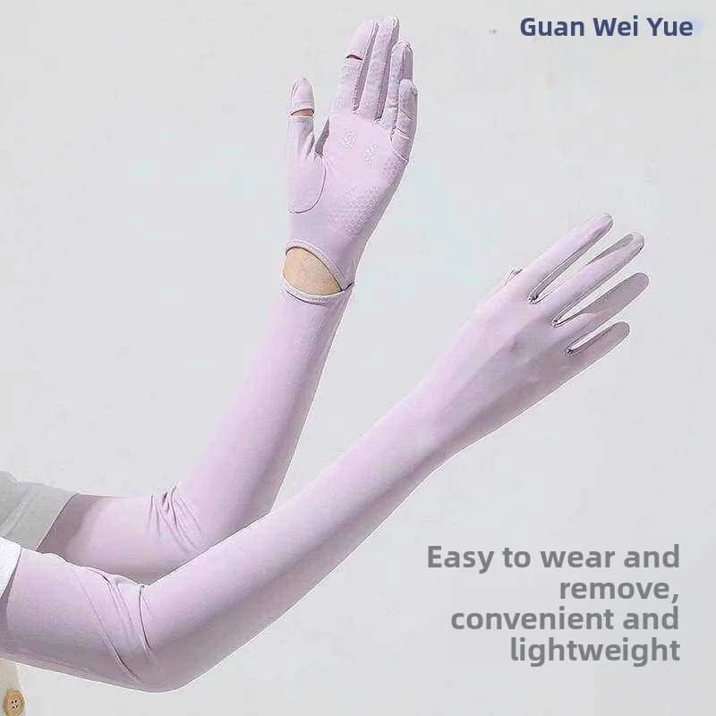 Guanti Lunghi Sottili in Tessuto Ice Sleeve per Protezione Solare da Donna, Traspiranti e Freschi per Guida e Moto