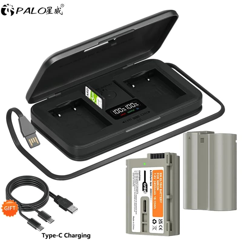 EN-EL15C EL15C EN EL15 Batteria con ingresso 5V 2A Tipo-C + Caricatore LCD per fotocamera Nikon D750 D800 D850P D7000 D7100 D7500 Z6 Z7 V1