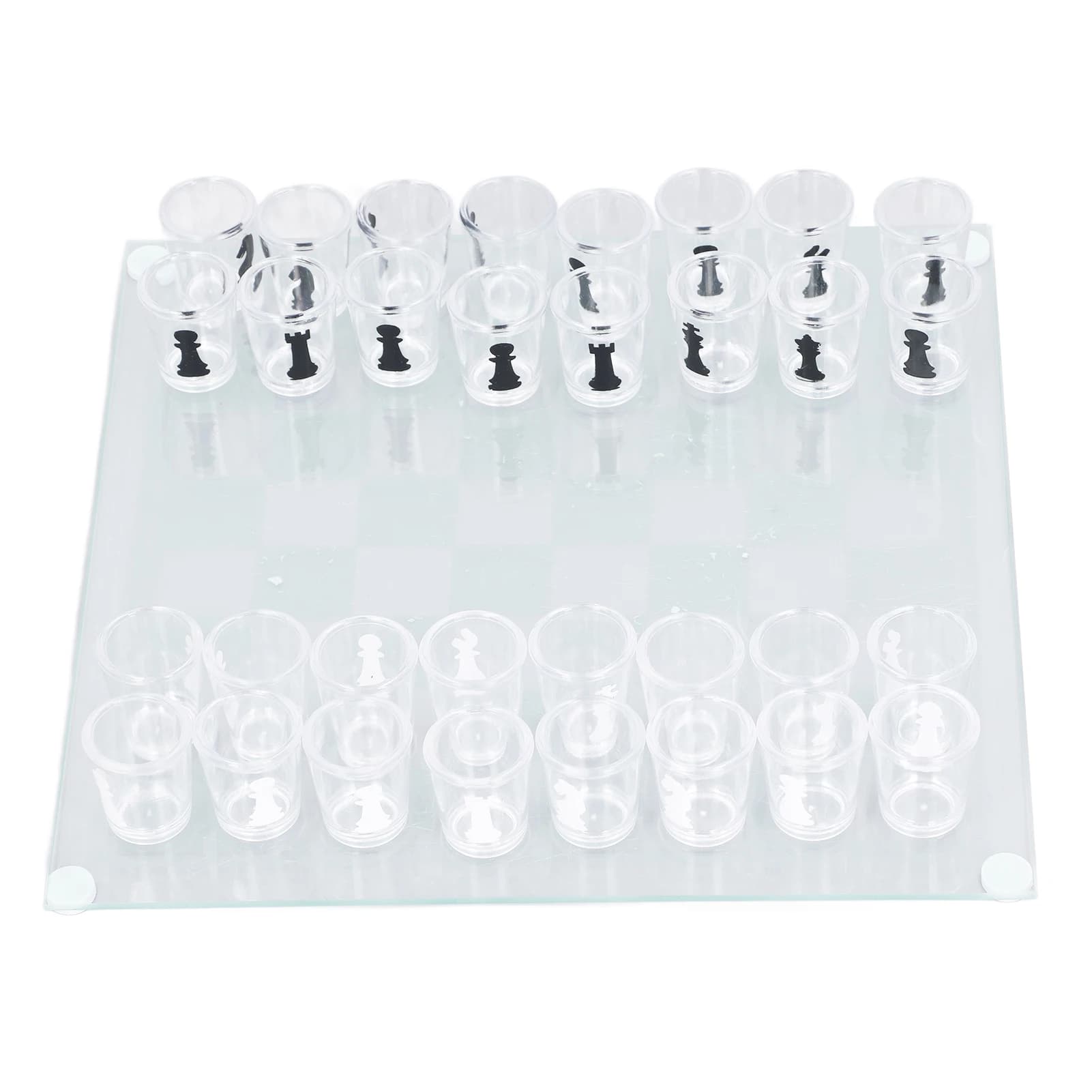 Set di Scacchi con Bicchierini da Shot 225x225mm, Set per Gioco Alcolico, Scacchiera con Pezzi degli Scacchi in Bicchierini