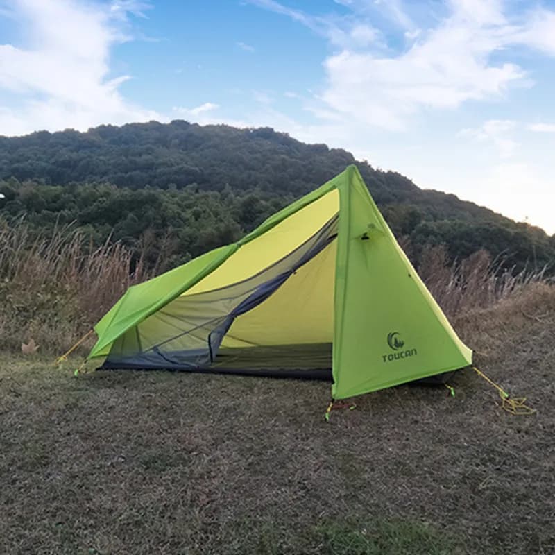 Tenda da trekking ultraleggera da campeggio all'aperto Tenda da spiaggia impermeabile Doppio strato Leggera Riparo di sopravvivenza portatile facile da costruire