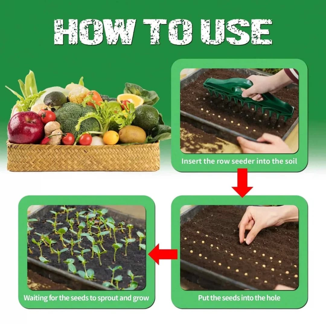 Seminatrice a Fila – Portatile Garden Tool for Semina Precisa di Semi e Piantine in File and Trays – for Vegetables, Flowers and Aromatic Herbs. Durable and Ergonomic