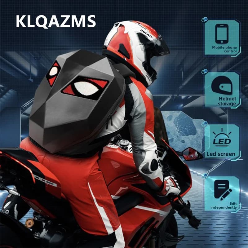 KLQDZMS Laptop Backpack Men's Motorcycle Riding Shoulder Bag ABS+PC Helmet Schoolbag Light-Waterproof Backpack