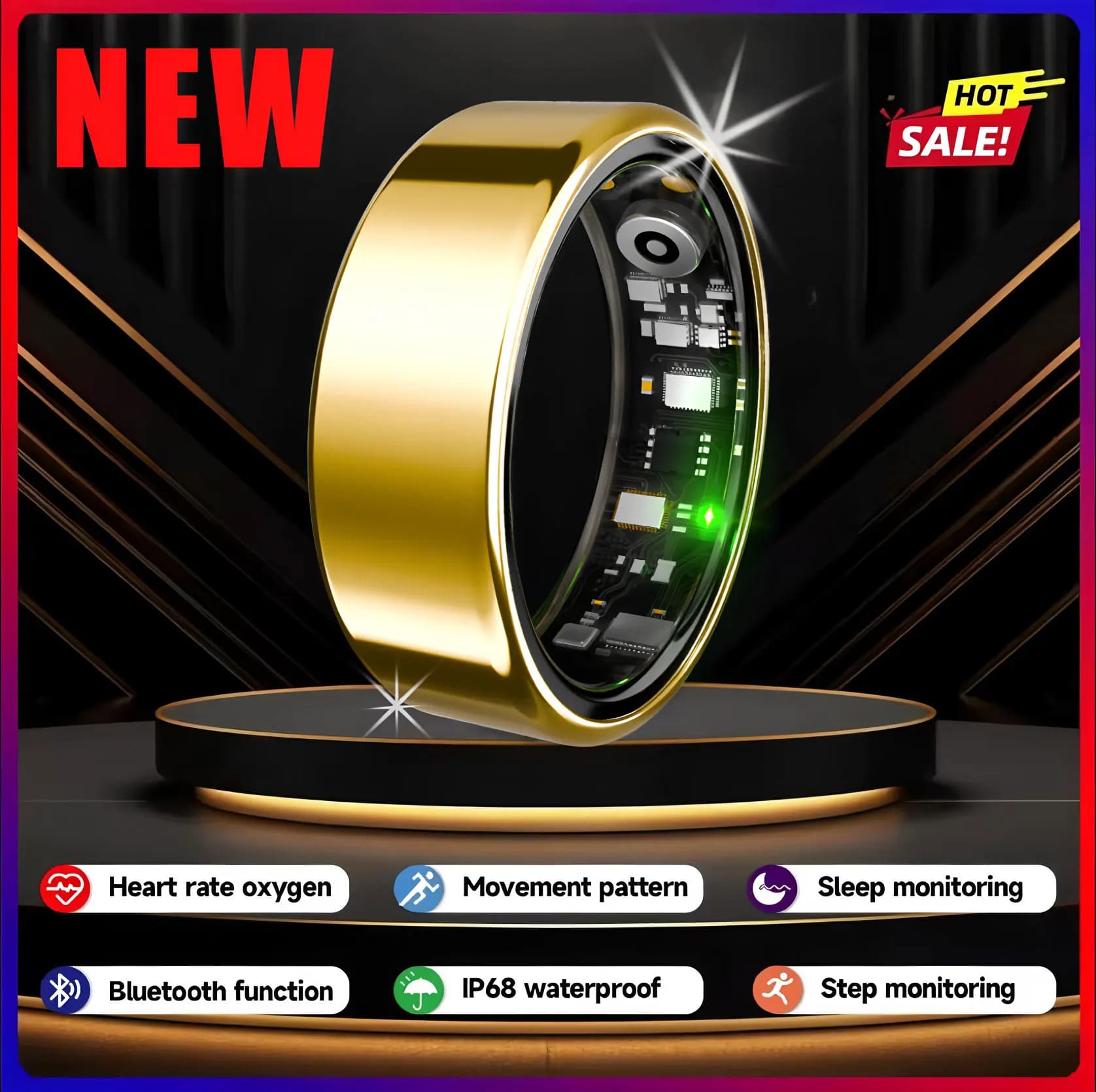New 2025 Intelligent Ring for Men and Women, Cardiacal and Oxygen Frequency Monitoring in Blood, IP68 and 5ATM Waterproof, Multi-sport Mode