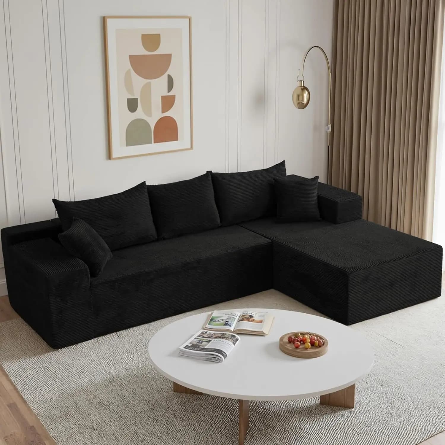 Divano Componibile a L da 103 Pollici per Soggiorno, Moderno Divano Modulare Cloud con Chaise Longue Frontale, Comodo, Personalizzabile