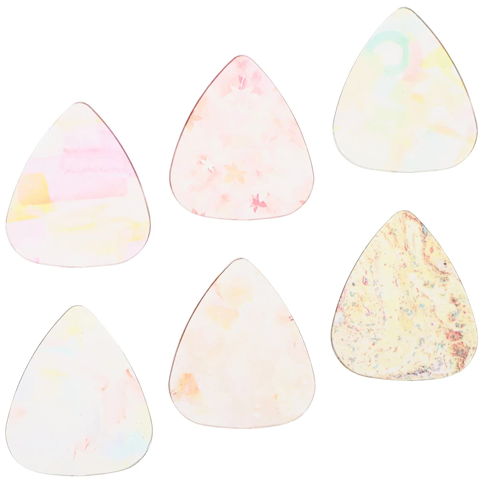 6Pcs Fashion Color-Printed Transparent Guitar Picks Solid Plastic Picks for Acoustic Electric Bass Ukulele Smooth Feel