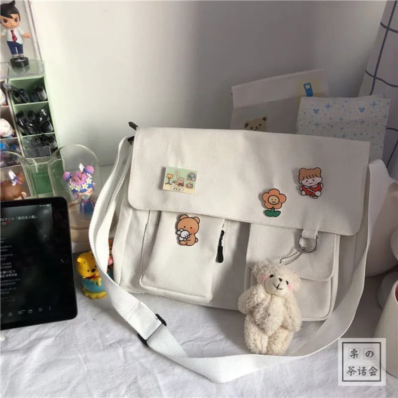 Harajuku giapponese carino retrò ragazza borsa a tracolla messenger tela studente scuola femminile