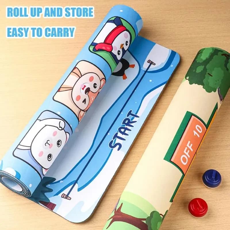 U13F Desktop Shuffleboard Curling Game Set For Children Family Board Game with Game Mat and Curling Stones for Indoor Party Fun
