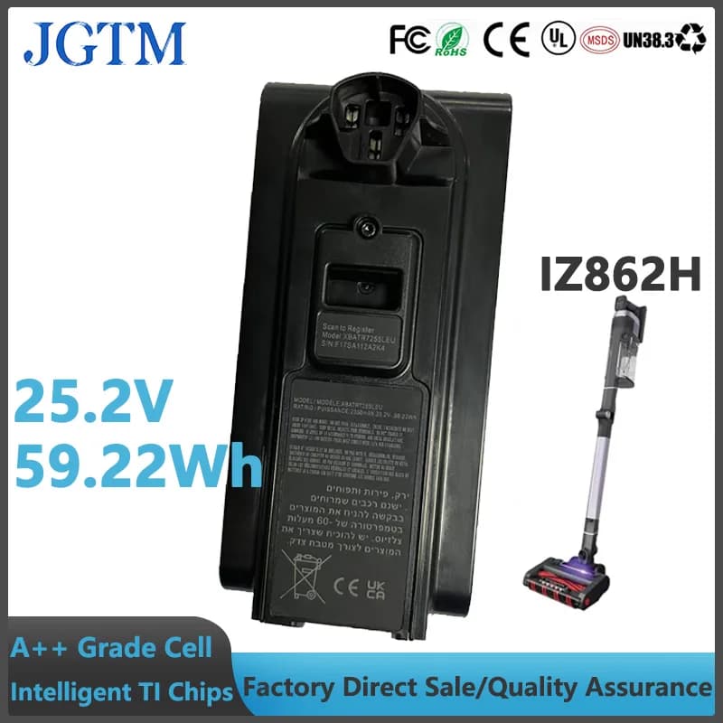 Batteria di ricambio IZ862H 25,2 V 2350 mAh per Shark XBATR7255LEU compatibile con aspirapolvere senza fili Shark IZ862H
