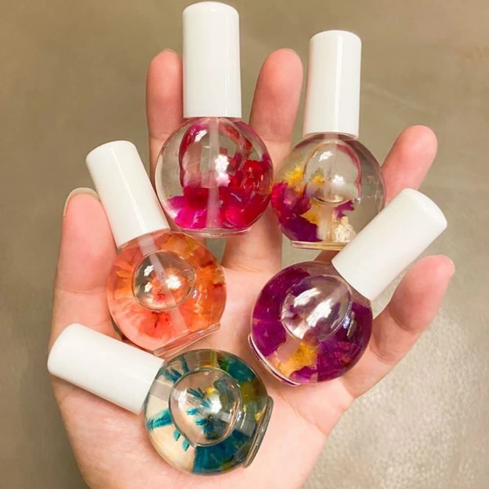 15ml/1 bottiglia di fiori secchi ammorbidente olio nutrizionale per cuticole 8 colori olio per cuticole Multi fragranza cura dei bordi delle unghie strumento per Nail Art *