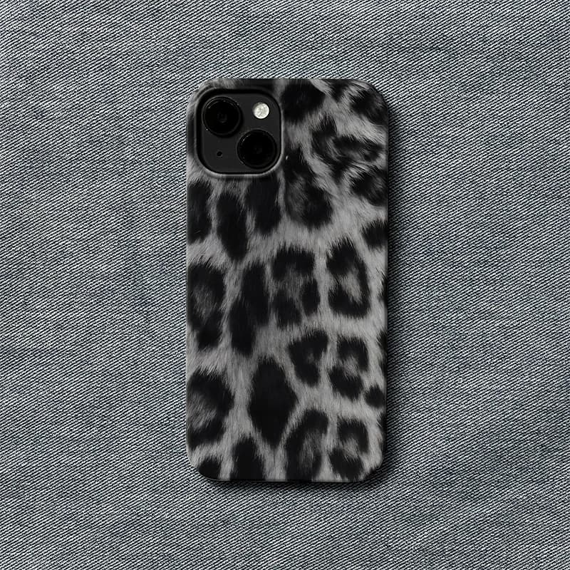 Fashion Ins Grey Leopard Print Art Design Phone Case For iPhone 17 Air 16 Promax 15 14 Plus 13 12 Pro 11 Creative Back Cover Y2k