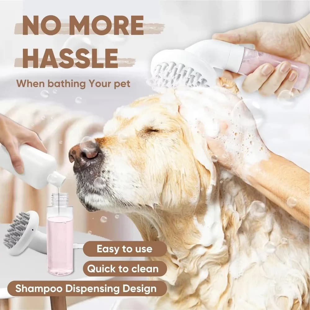 Soft Silicone Dog Bath Brush 3 In1 Design 36 Clean Massage Pet Grooming Brush Soap Dispensing Shampoo Brush Pet Grooming Washing