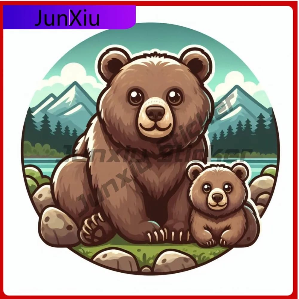 Cute Grizzly Bear Sticker toon Decal for Truck Trendy Waterproof Vinyl Accessory Car Laptop Window Bumper
