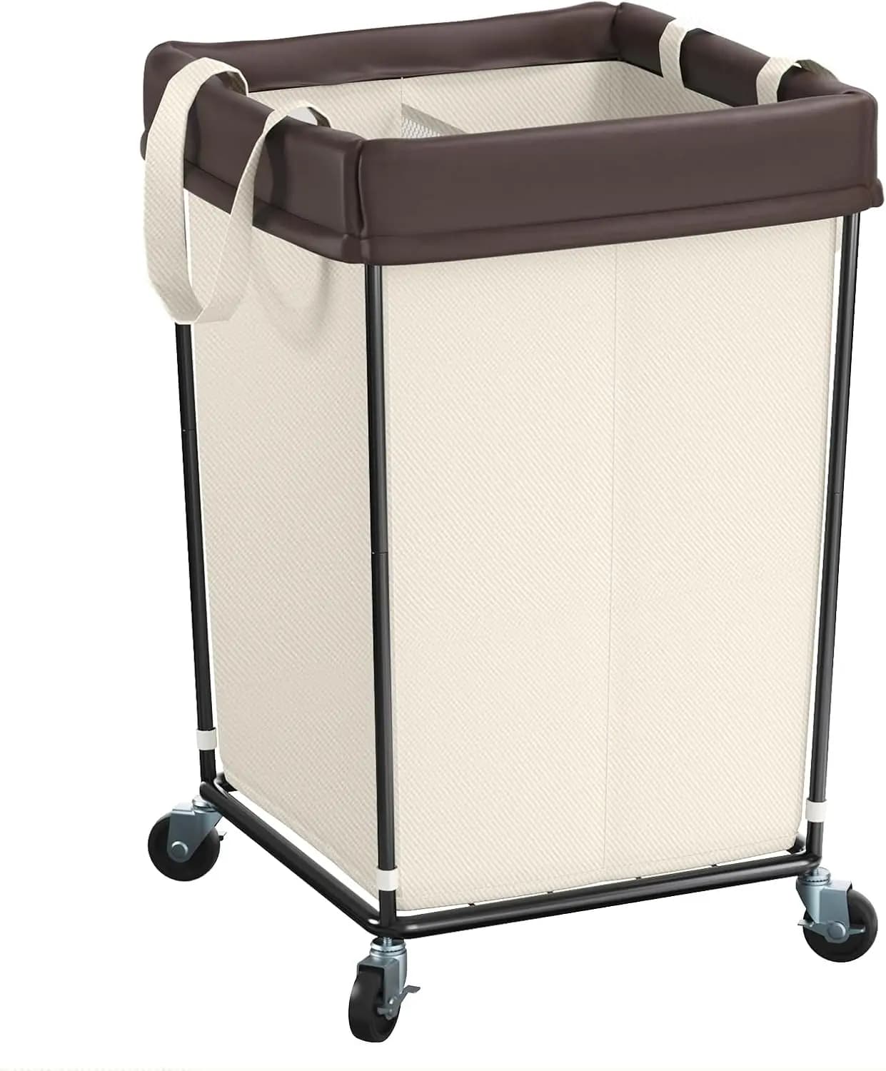 Basket with wheels of 160 liters, large basket with 2 sections per bedroom, bathroom, dormitory