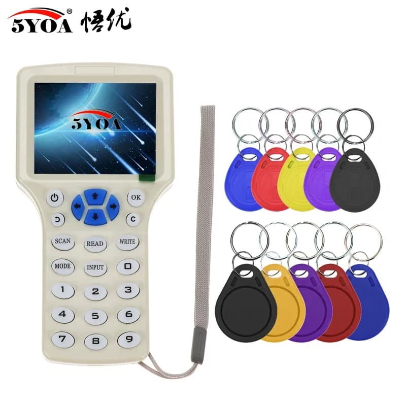 5YOA RFID Copiatrice Scrittore Lettori Duplicatore 125KHz 13.56MHz Programmatore USB NFC Smart 10 Frequenza Chiave Portachiavi Lettore di Schede UID Decoder
