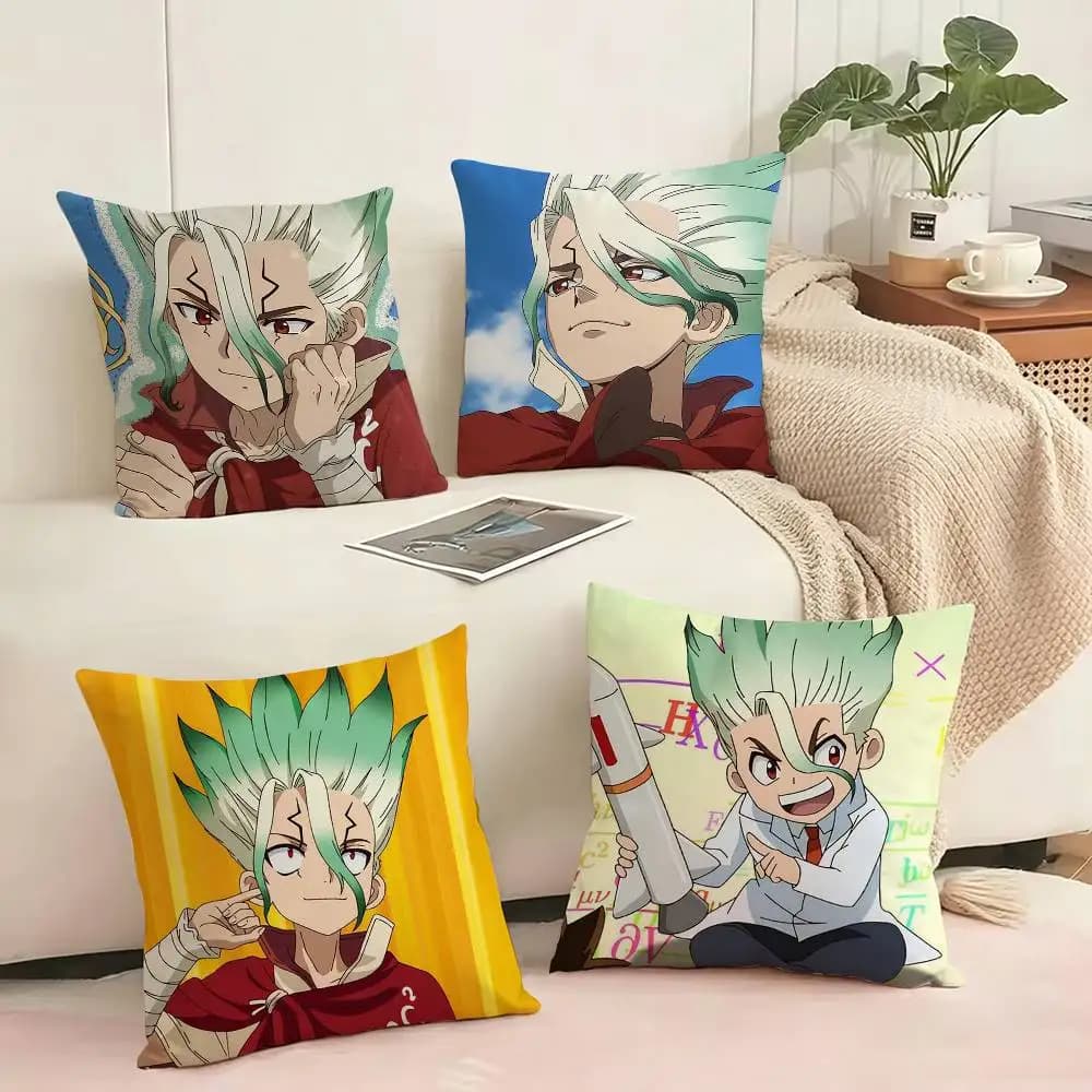 Cartoon Role S-Senku I-Ishigami Square Double-Sided printed Pillow Case Bedroom Bedside Pillow Sofa Cushion Cover Gift