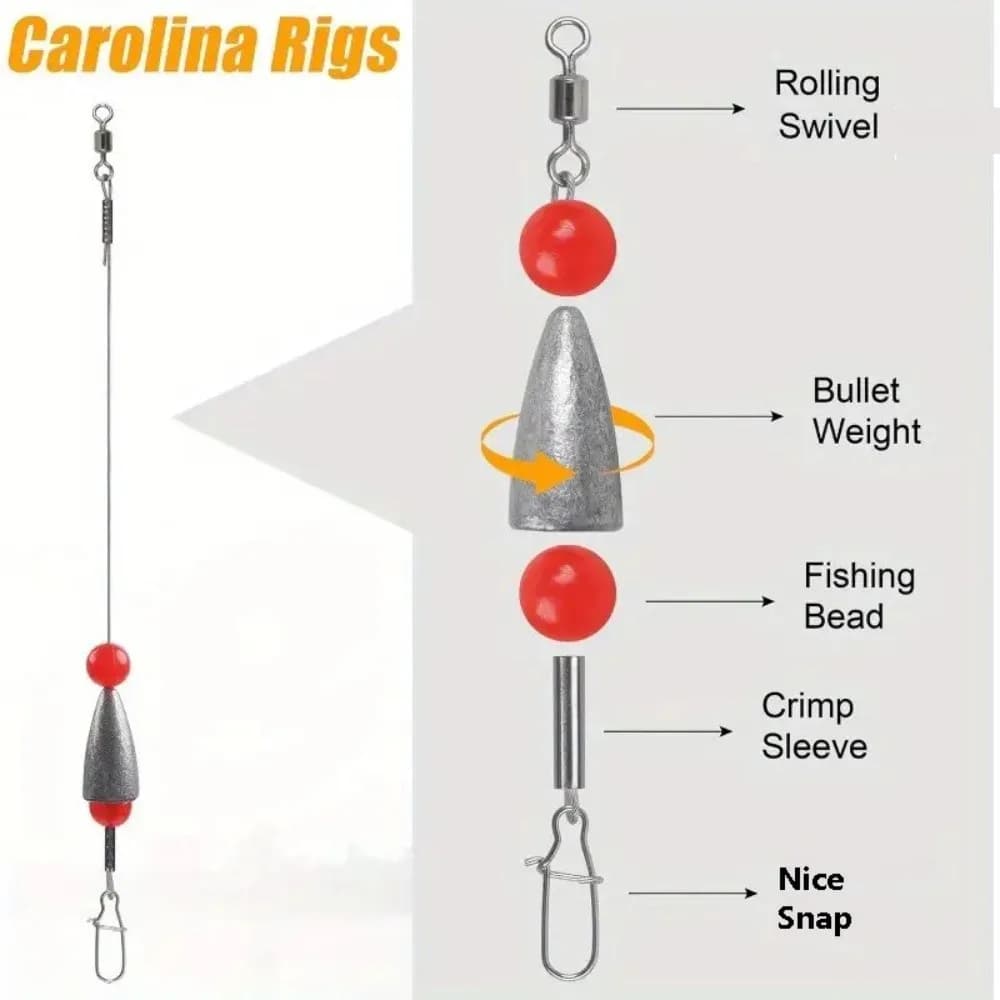5 pezzi pre legati filo di acciaio pesi da pesca attrezzatura da traina ready rig Texas Rigs Bass Fishing Carolina Rigs pesca d'acqua dolce