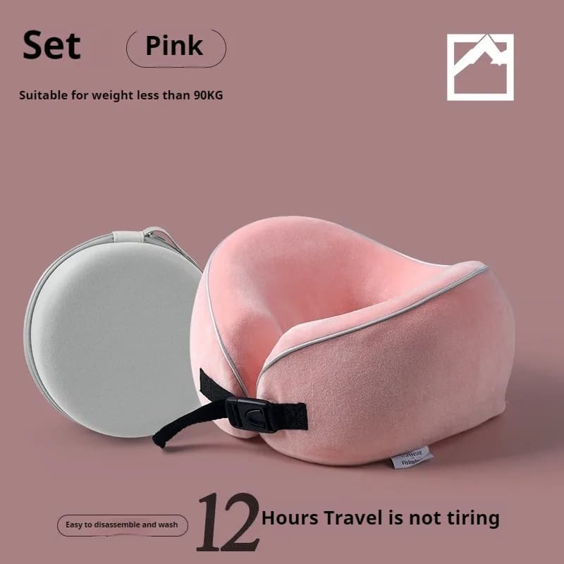 Nuovo Cuscino da Viaggio Portatile a Forma di U in Memory Foam con Rivestimento in Pile, Supporto per il Collo in Aereo per un Sonno Confortevole in Movimento