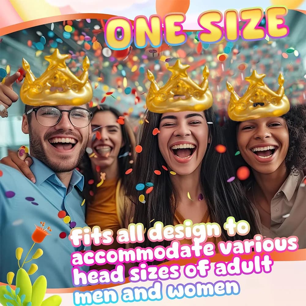 New Inflatable Children's Crown Birthday Hats for Adults Berretto King Toy Party Decoration Creative Inflatable Event Stadium Punches Gift for Party