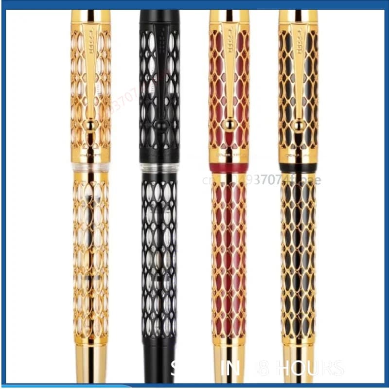 For Jinhao Century 100 Hollow Grid Demonstrator Iridium Fountain Pen, Cartridge Convertible, Calligraphy Practice Writing Pen