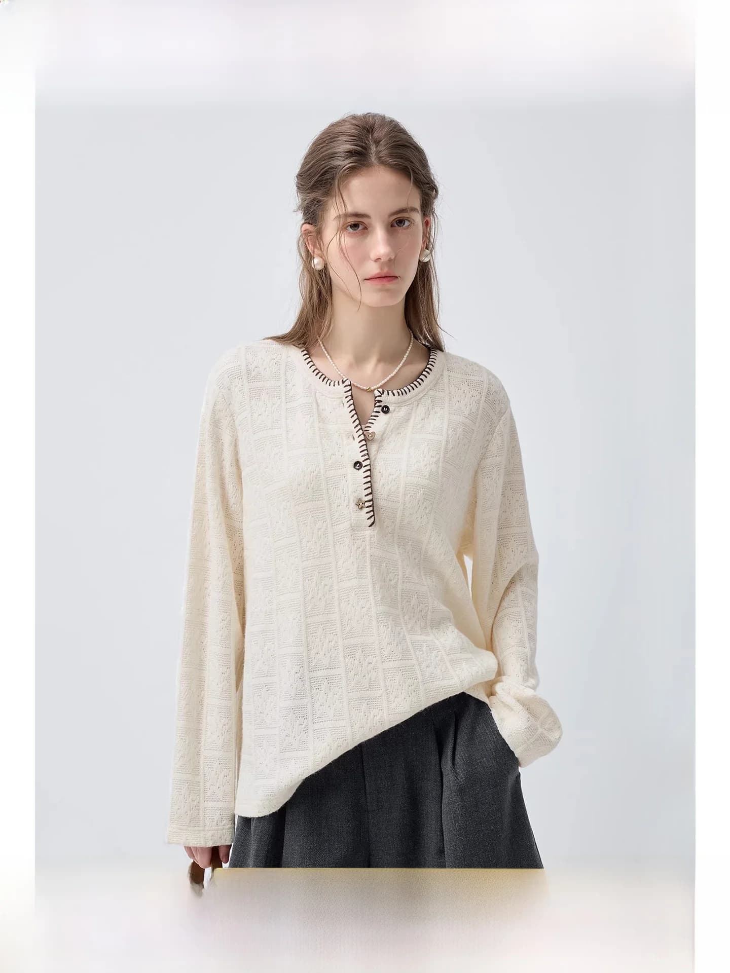plus Size Knitwear Casual Style Standard Fit Long Sleeve round Neck Texture Feel Lazy T-Shirt for plus Size Women Autumn New ...