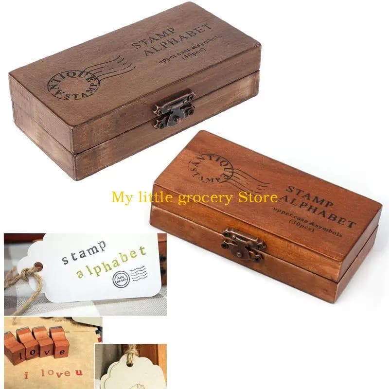 D5BD Retro Stamps Set with Storage Box DIY Craft Handamde DIY Crafts Project