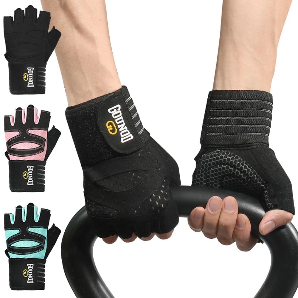 1 pair of training gloves for men and women, padded weight lifting gloves with wrist support, complete palm protection, gym grip