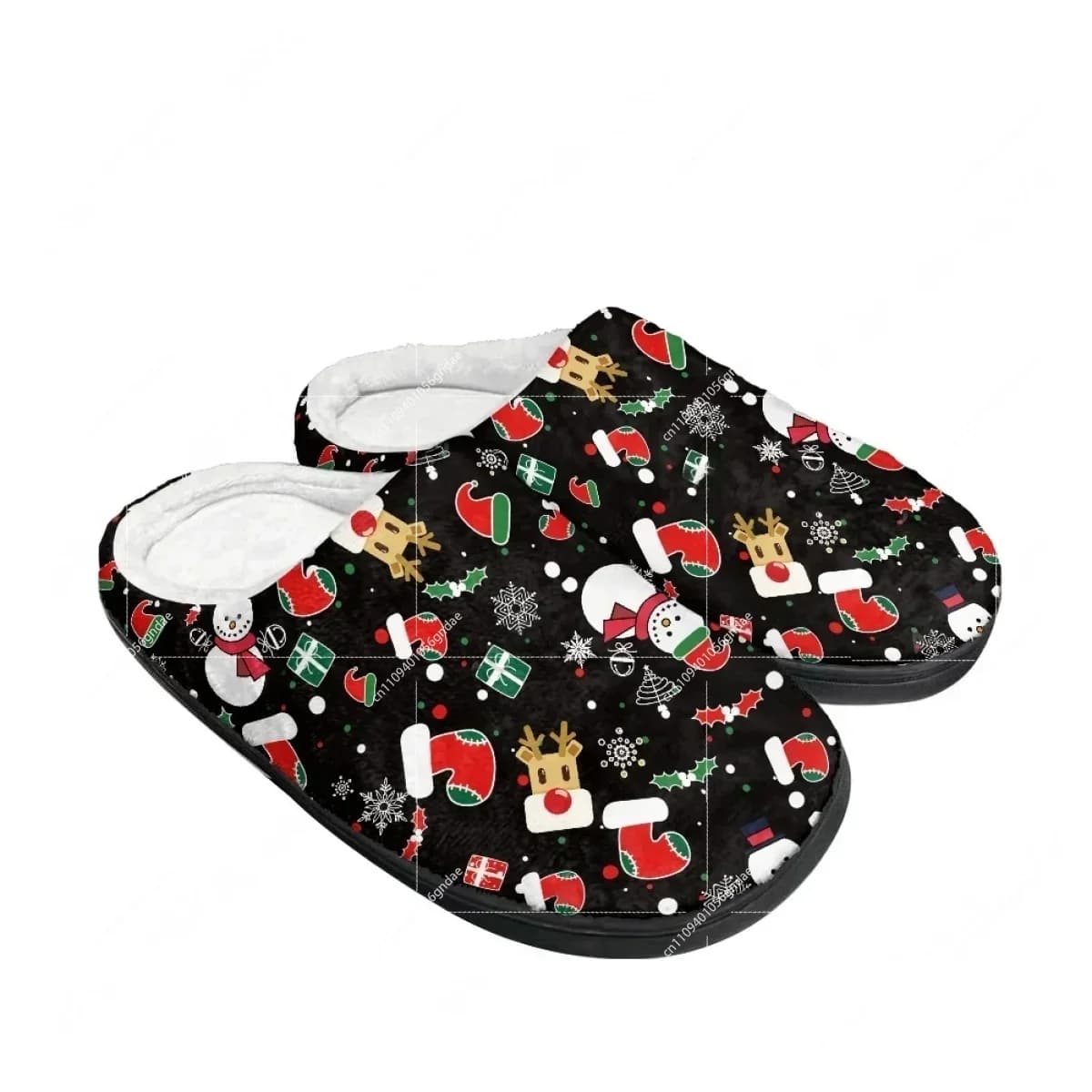 Winter Christmas Fuzzy Elk Holiday Christmas Home Cotton Slippers Mens Womens Teenager Plush Bedroom Keep Warm Custom Slipper