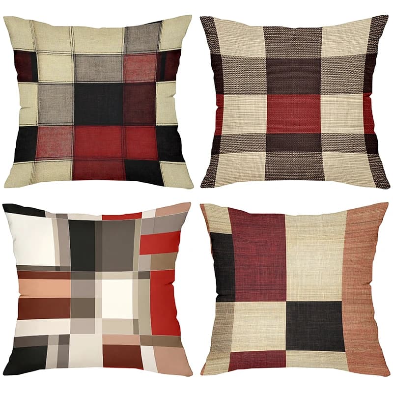 Fodera per cuscino decorativa con motivo patchwork a quadri, stampa 2D in poliestere, per divano, per l'arredamento moderno della casa