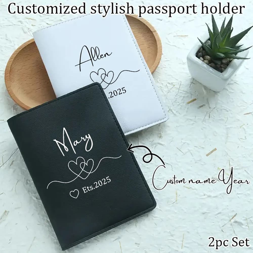 Borsa Porta Passaporto Personalizzata con Testo per Coppie, Regalo Commemorativo per Amici e Sorelle, Porta Passaporto Personalizzato