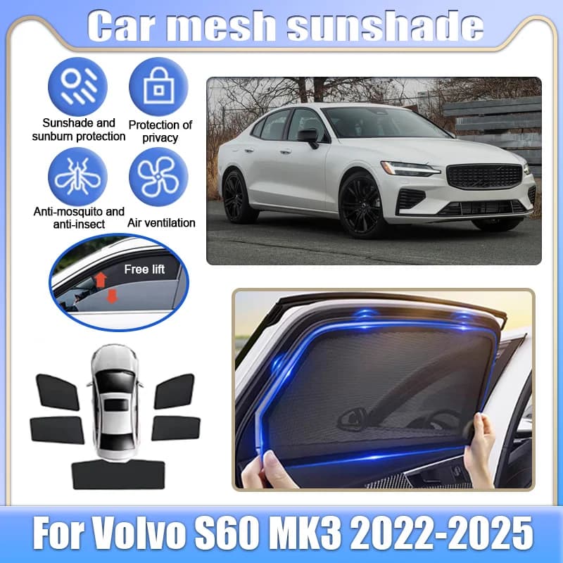 Parasole a Rete per Auto Volvo S60 MK3 B4 B5 2022-2025, Tendine Magnetiche per Finestrini, Protezione dalla Privacy e Anti-Zanzare, Accessori Auto