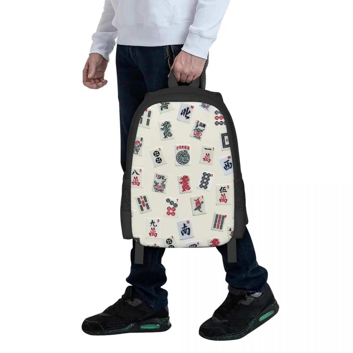 Zaino per studenti con design Mahjong Game Tiles, borsa da scuola, zaino da viaggio per escursioni, per ragazzi e ragazze, borsa a tracolla alla moda