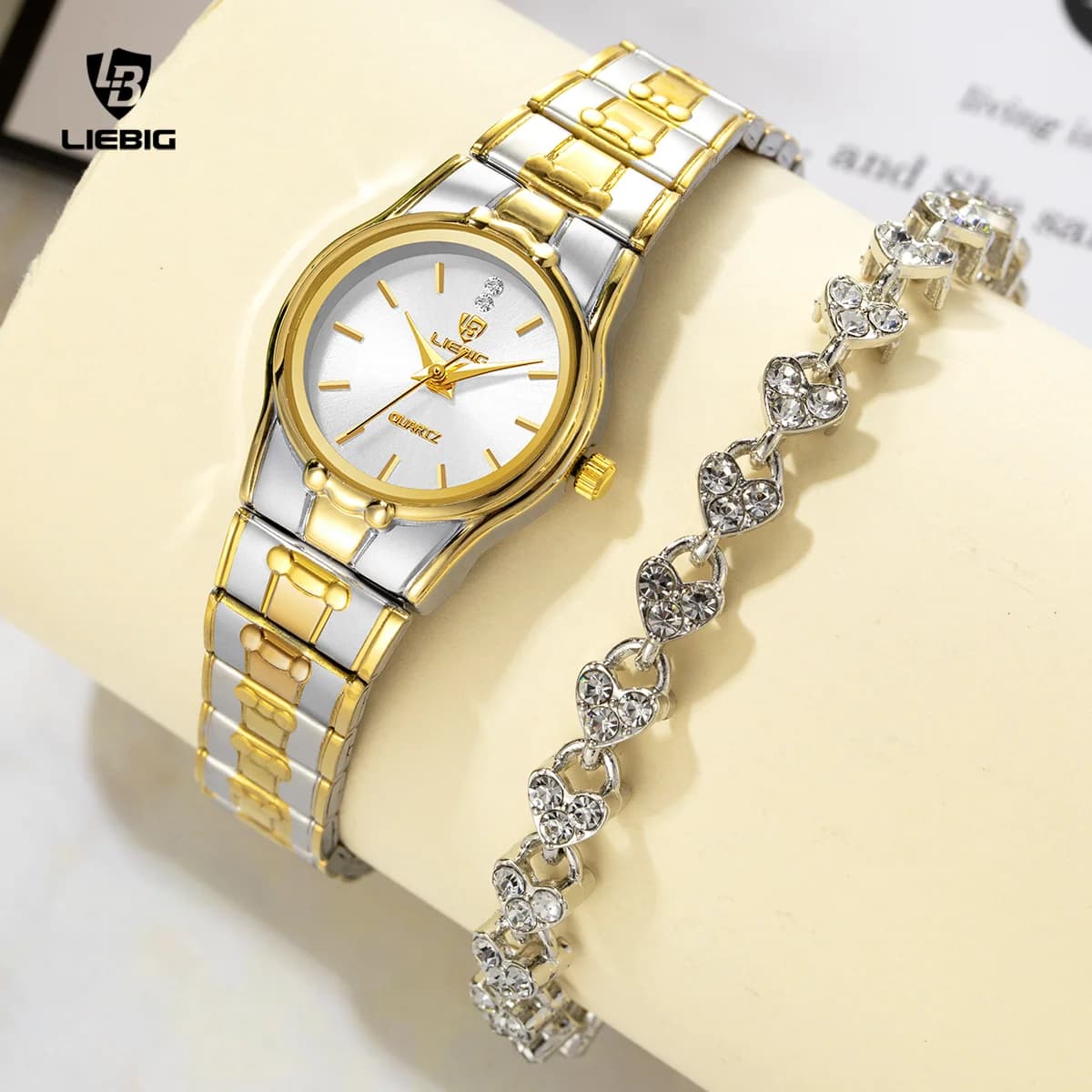 LIEBIG Fashionable Waterproof Women's Watch Quartz Wristwatches Women's Stainless Steel Watches Romantic Style And Gifts With Bracelet