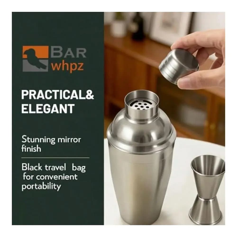 Stainless Steel Bartender Kit With Measuring Jigger Mixing Spoon Cocktail Recipe Professional Martini Shaker For Home Bar Drink