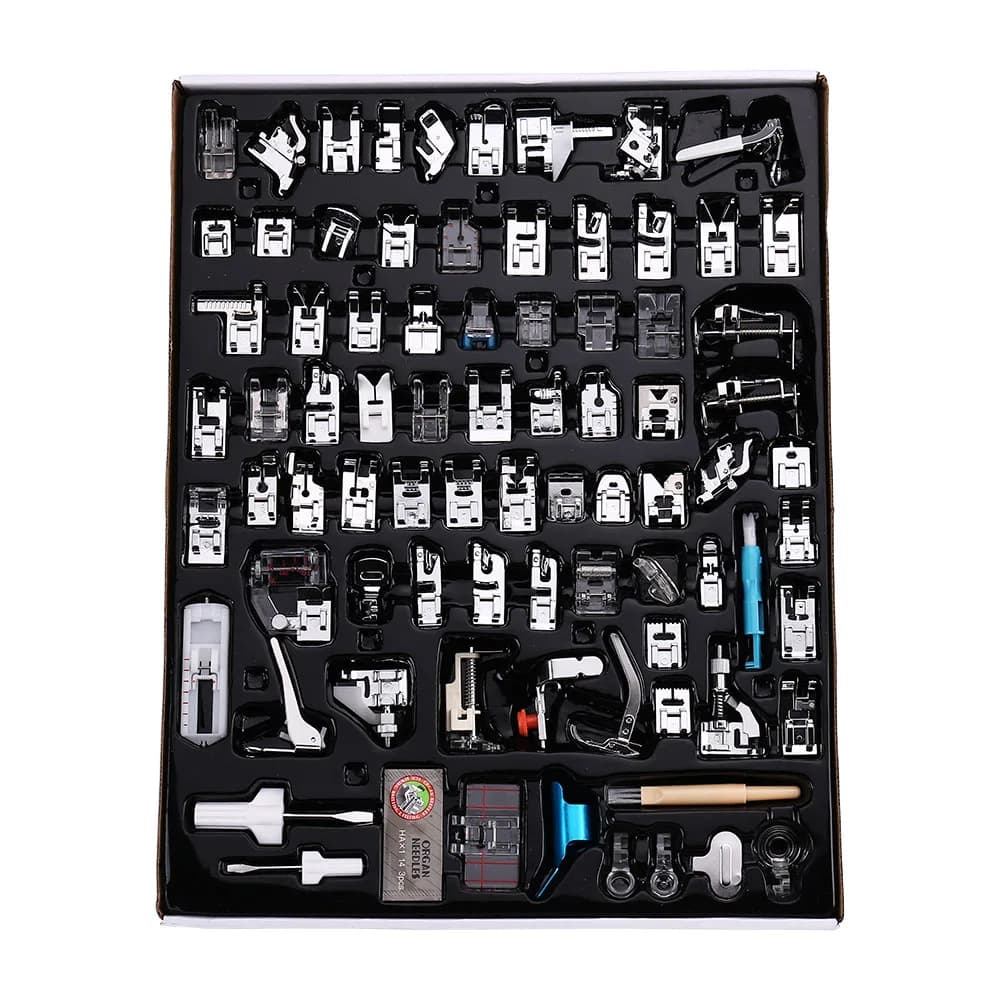 11-82 pz/set Macchina Da Cucire Piedino Presse Per Brother Singer Kit Intrecciatura Punto Cieco OverLock Cerniera Righello Parti