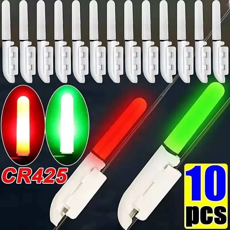 10/2pcs Led Glow Lamp Waterproof Luminous Glow Sticks with Buckle Night Fishing Bite Alarm for Sea Fishing Rod CR425 Battery